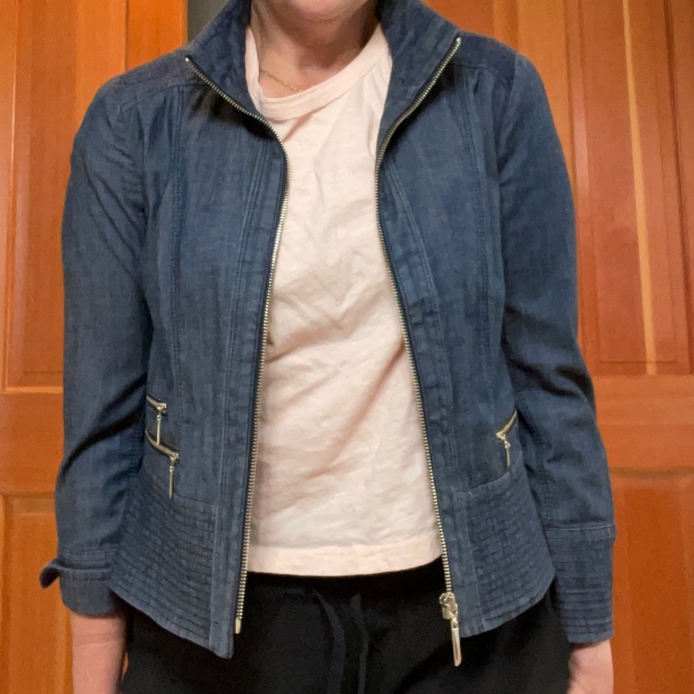 White House Black Market Denim Fitted Jacket